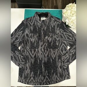 Wellen Jacquard Overshirt (Black Diamond Sashiko) - Size Medium
